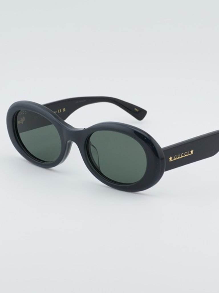 Gucci Gg1587sa 001 Sunglasses Black Oval Frame, Grey Lenses